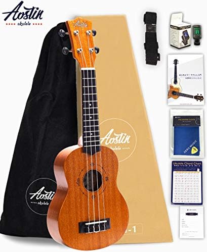 Aostin UMI-1 Professional 21"Inch Mahogany Deluxe Soprano Ukulele Bundle with Gig Bag,Professional 21" Acoustic for Professional Performance
