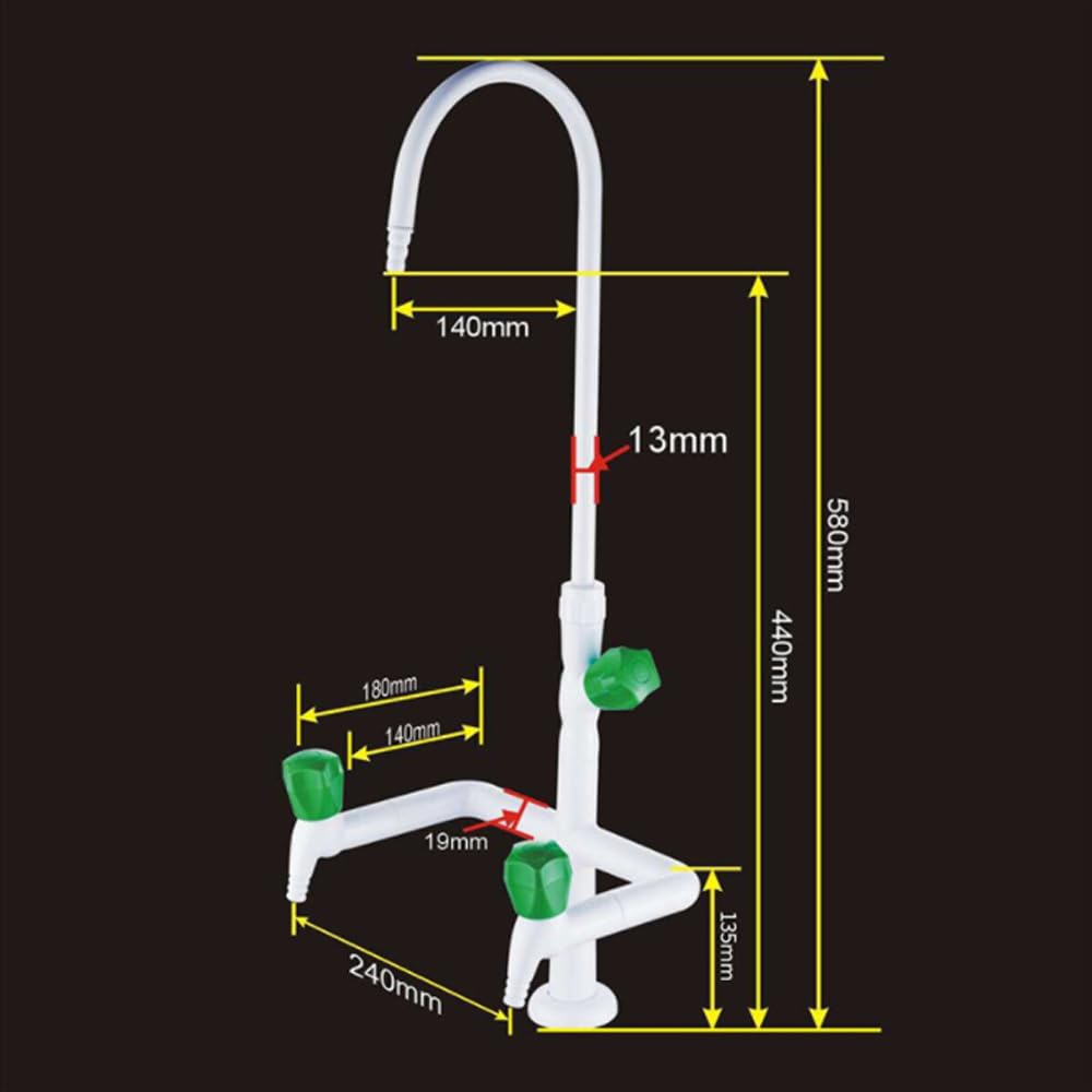 Grifo De Laboratorio De Tres Caños Con Ducha De Enjuague Previo Giratorio De 360 Grados, Núcleo Totalmente De Cobre Recubierto De Resina, Adecuado Para Laboratorios, Escuelas Y Hospitales