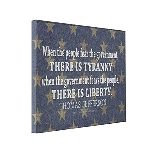 Mesllings Wall Art Jefferson Quote On Liberty and Tyranny 10x8 Canvas Print