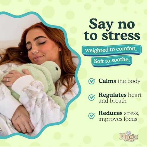 Image of Hugz Official Shelly The Turtle - Premium Weighted Stuffed Animal Plushie 3.8 lb for Adults & Kids - Microwavable - Heatable & Coolable - Super Soft Fur - Gift Ready Tube Packaging