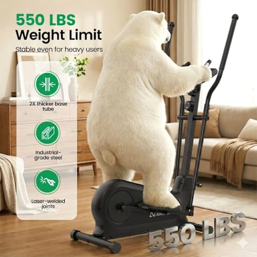 Image of ANCHEER Elliptical Exercise Machine for Home, Foldable Magnetic Elliptical Trainer with 16 inch Stride, 16 Resistance Levels, Adjustable Pedals, LCD Monitor & Pulse Sensor, 550 LBS Weight Capacity