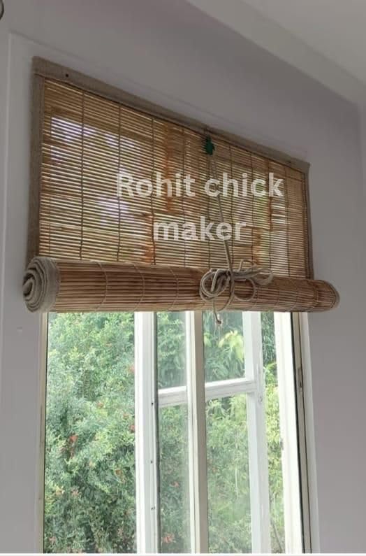 Image of Water Proof Bamboo Curtains for Balcony Roller Rollup Blinds, Bamboo Chick Curtain, for Rain, Sunlight, Dust & Cold Air Protection (Color-Natural,3ft x 7ft (W x H)