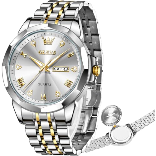 Image of OLEVS Watch for Men Diamond Casual Analog Roman Quartz Stainless Steel Waterproof Luminous Date Calendar Luxury Gifts Wrist Watch