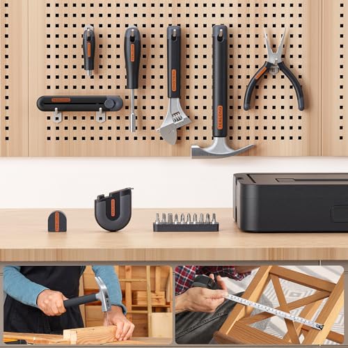 Teslong 27 Pcs Home Repair Tool Kit, Basic Hand Tool Set with Storage Case, Screwdriver, Wrench, Hammer, Tape Measure, Pliers, Utility Knife, Household Essentials tool Set for Car Dorm Repairs & DIY