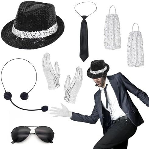 8 Pcs Pop Star Costume, 80s Dancer Rocker Star Cosplay Fancy Dres...