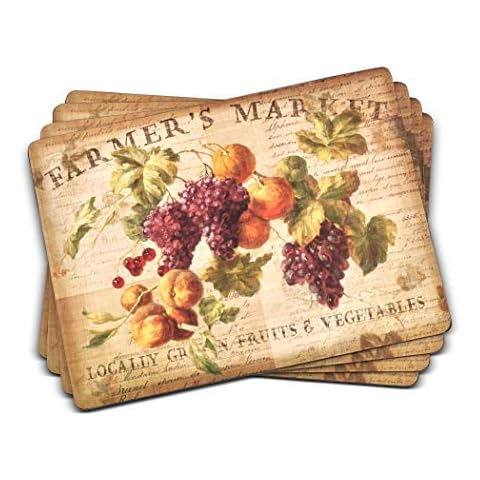 Pimpernel Abundant Fall Collection Placemats | Set of 4 | Heat Resistant Mats | Cork-Backed Board | Hard Placemat Set for Dining Table | Measures 15.7” x 11.7” Cover