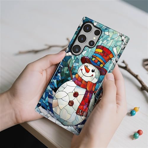 TAMEFOX Case for Samsung Galaxy S24 Ultra,Anti Drop Scratch Frosted Protective Cover Case for Women Girl-Gorgeous Winter Christmas Snowman - image 8