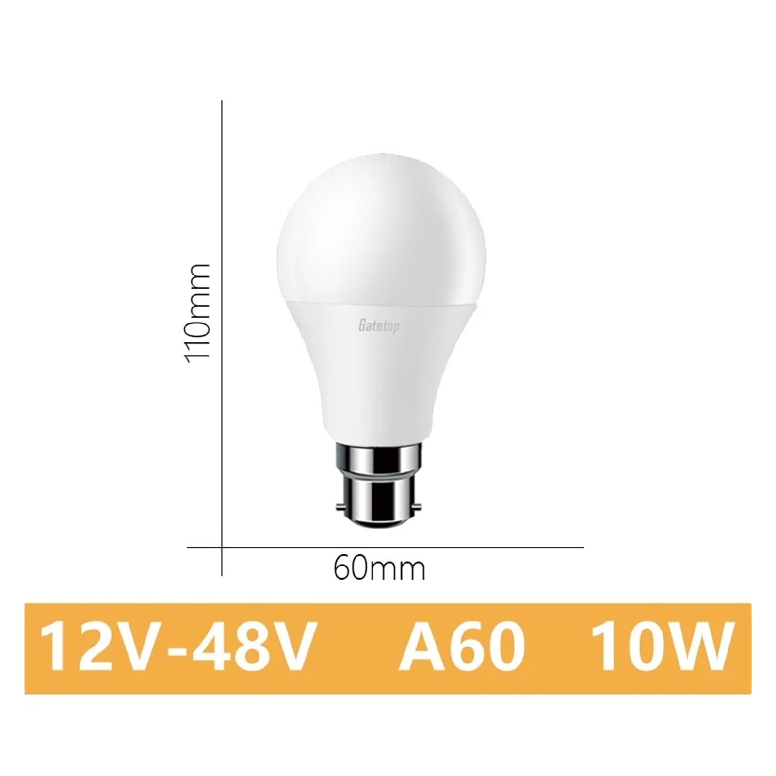 Żarówka LED niskonapięciowa AC/DC12V 24V 36V 48V E27 B22 10W Bombilla do żarówek Led na energię słoneczną 12 woltów niskiego napięcia oświetlenie lampy (Size : 4000K, Material : A60 10W B22_8 PCS_NO