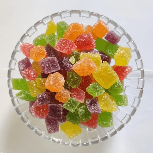 Image of FreshoCartz Mix Fruit Jelly Bites 800gm Jar - Sugar Coated Jelly Candy | Assorted Fruit Flavour Juicy Jellies | Soft & Chewy Colorful Candies | Party Treats & Kids Favourites | Pack of 1