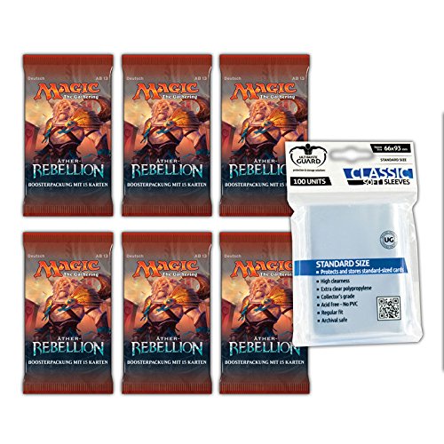 6 x Magic Äther Rebellion - Booster Pack - Deutsch - German + 100 Ultimate Guard Sleeves - Magic: The Gathering