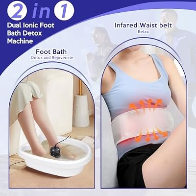 Veicomtech Dual Ionic Foot Bath Detox Machine, 2 in 1 Foot Detox Machine, Detox Foot Bath with LCD Display, Ionic Foot Spa for Two with Heating Belt and Wristband
