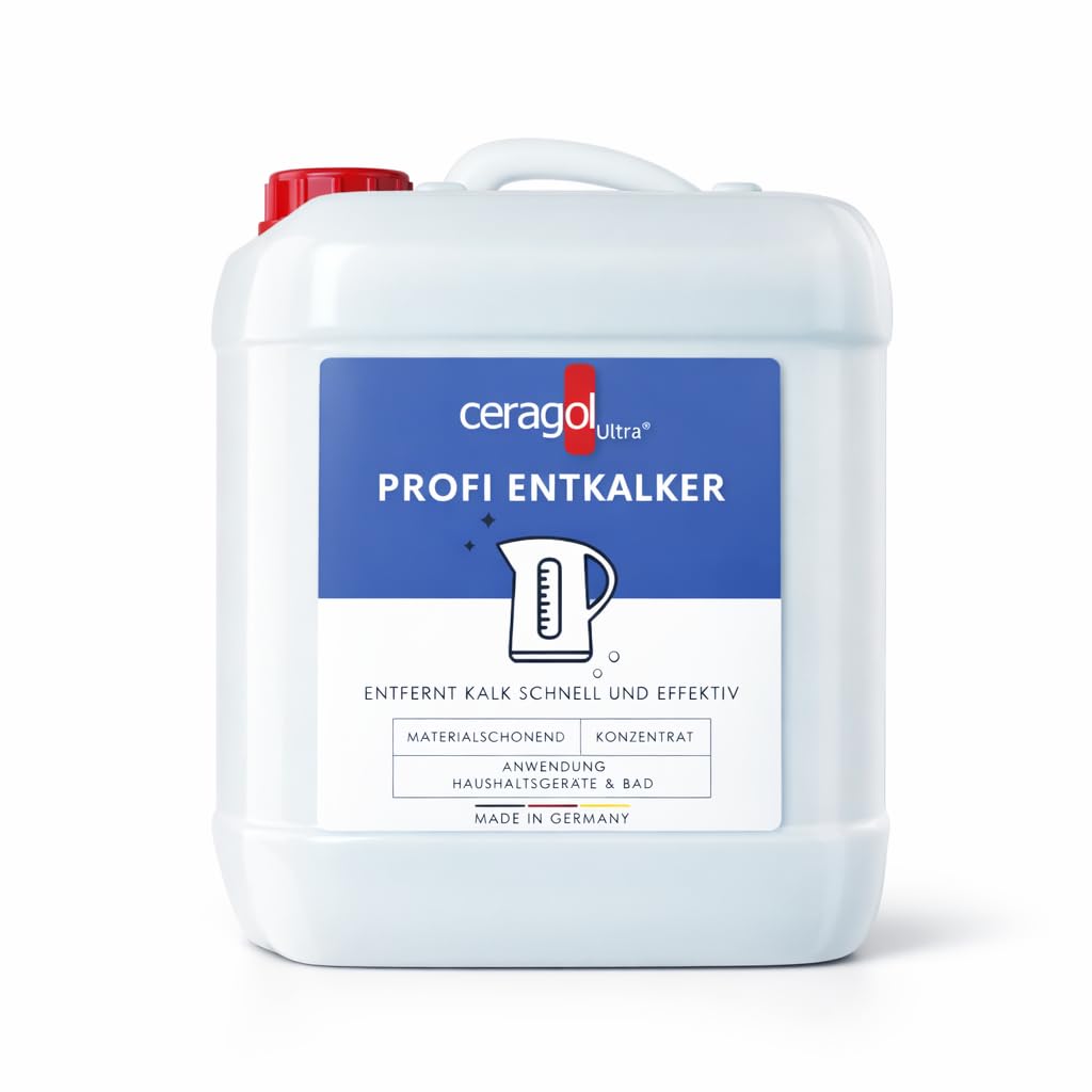 ceragol ultra Profi-Entkalker – hoch-konzentrierter Kalk-Reiniger für Küche und Bad, Flüssig-Entkalker für eine schnelle Entkalkung, 10 l für ca. 100 Anwendungen