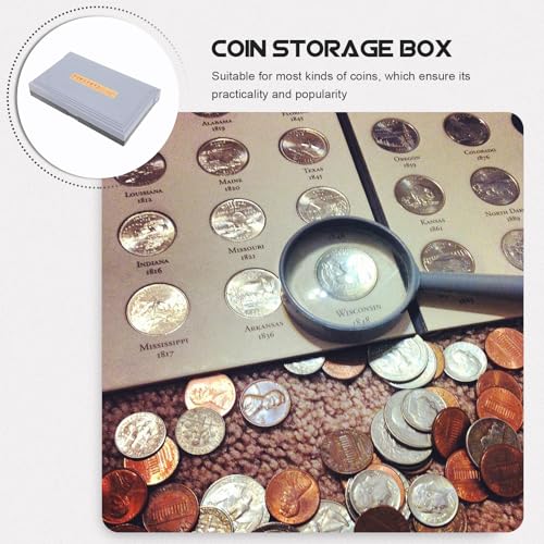 Caja resistente para monedas con tapa y compartimentos, plástico gris miniatura 5