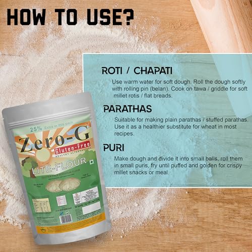 Image of ZERO - G Gluten Free Lite Flour (1.25 KG) - Sorghum (Jowar) Atta for Perfect Rotis|All Purpose Gluten-free Flour|High Dietary Fiber for Easy Digestion|Good Kneading, Rolling & Puffing Properties