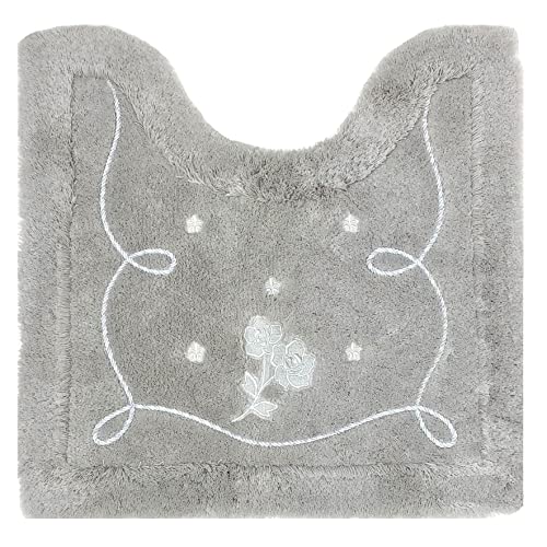 センコー レイシ―ローズ トイレマット 約58×60cm グレー ラインストーン コード刺繍 エレガント 39543