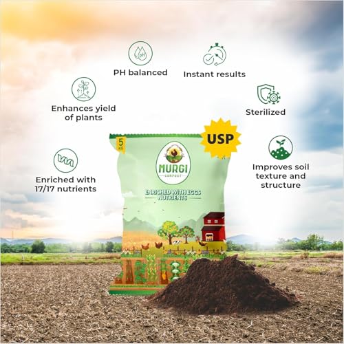Image of 5KG Organic Potting Soil Mix for Plants| Odorless Murgi Compost Khad Fertilizer for Home Garden | Nutrient Rich Chicken Manure with 17 Essential Nutrients | Indoor & Outdoor Plants