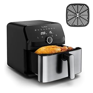 Moulinex Easy Fry Mega, freidora de aire, capacidad extra grande 7,5 L, hasta 8 personas, 8 programas preestablecidos, tamaño compacto, aplicación con recetas, lavable en lavavajillas, EZ855D