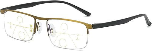 Far And Near - Gafas de lectura de doble uso, zafiro de alta dureza anti-azul Progressive anteojos de lectura (dorados, +1.00)