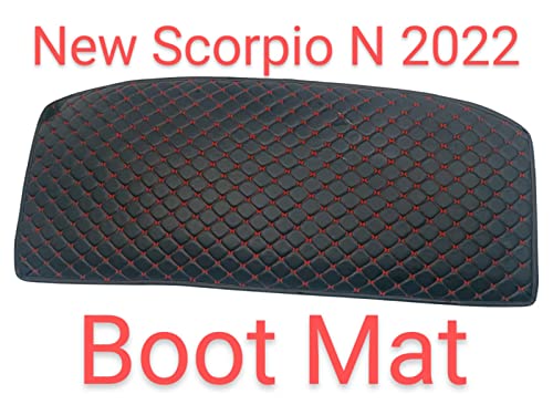 Image of Scorpio New 2022 7D Prime Mats with Boot Mats (Black with Red) +Free Scorpio N Car TPU Key Cover Worth Rs.390
