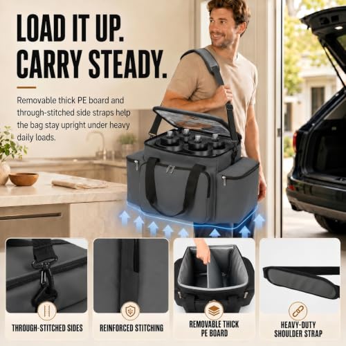 Image of Carrying Case for Ninja Crispi Air Fryer 4QT 6-Cup Glass Containers | 8mm EPE cushioning, wipe-clean PEVA lining, water-resistant Oxford, dual side pockets for travel, office, RV, camping