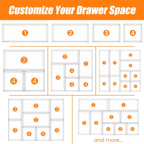 Criusia 6 Pcs Large Size Clear Drawer Organizer Set thumb #8