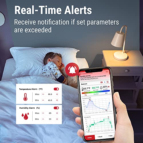 Thermopro Tp357 Digital Hygrometer Indoor Thermometer Of 260Ft, Bluetooth Thermometer Humidity Meter With Smart App, Room Thermometer Humidity Gauge With Temperature Humidity Sensor, Black #TOP6