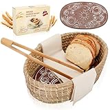 Bread Basket with Warming Stone - Ideal Bakers' Gift for Kitchen Lovers, Men & Women, New Homes, 1 Year Full Warranty