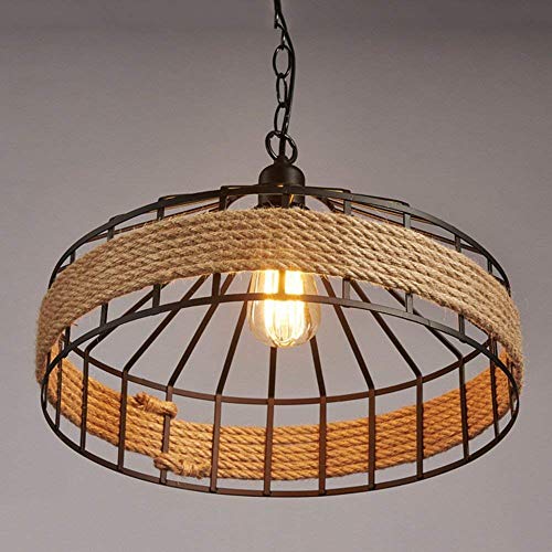 Lustre rétro loft industriel en fer et corde de chanvre E27 - 3