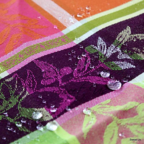 Sweet Us Wipeable Tablecloth Spill Resistant Teflon Coated Floral Cotton French Provencal Jacquard Tablecloth For Rectangle Tables Green Citron Verte 62 X 98 In #TOP2