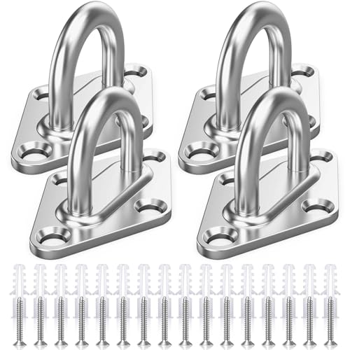 M5 Platine Oeillet Inox,4 Pièces Rhombic Kit de Crochet Plafond Charge Lourde,Crochets D'ancrage Marine avec Vis,Crochet Suspension Plafond Fixation Support...