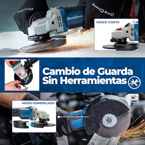 Amoladora angular DongCheng 20V de 125mm inalámbrica con discos de corte 4