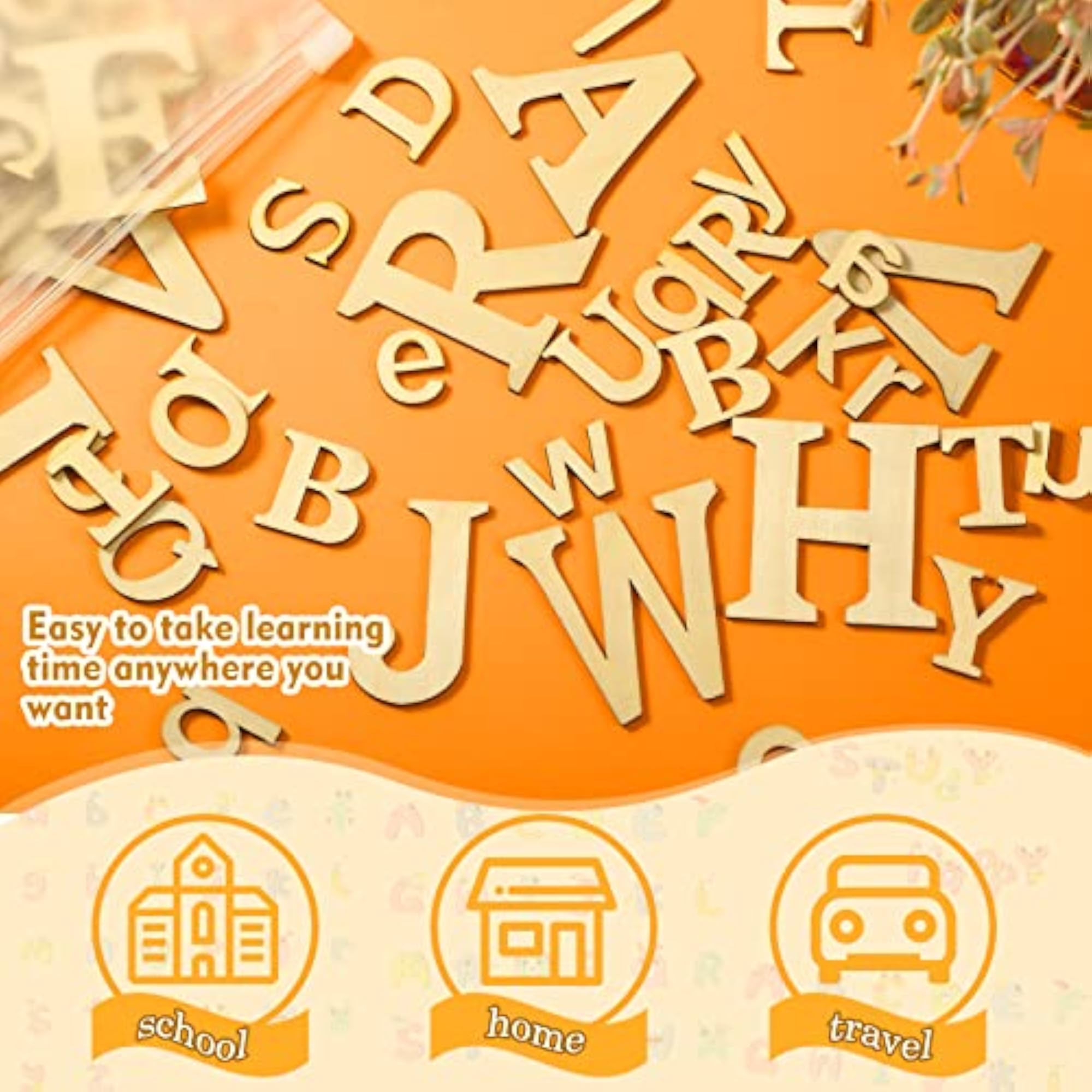 260 Pieces Wooden Letters Unfinished Alphabet Cutouts