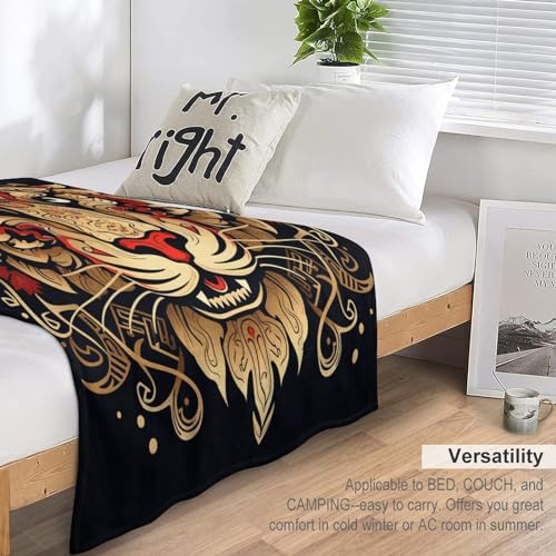 Jeté de canapé lion en flannel de qualité supérieure 150x200 cm