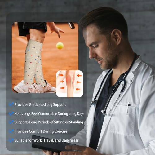 Image of LEVSOX Cotton Compression Socks for Women&Men 20-30mmHg Knee High Cute Support Sock for Nurses Pregnancy Travel