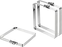 Vista 18 de uxcell 2 abrazaderas de manguera rectangulares de acero inoxidable 304, ajustables de 2 x 2 pulgadas, abrazaderas de tubo de conducto de engranaje
