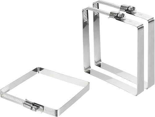 Miniatura 18 de uxcell 3 abrazaderas de manguera rectangular de acero inoxidable 304, ajustables de 2 x 2 pulgadas, abrazaderas de tubo de tubo de conducto