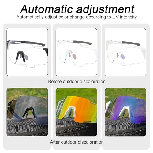 SSKHE Cycling Glasses, Self-Tinting Sunglasses with Case, UV-Dependent Color Change - Image 4