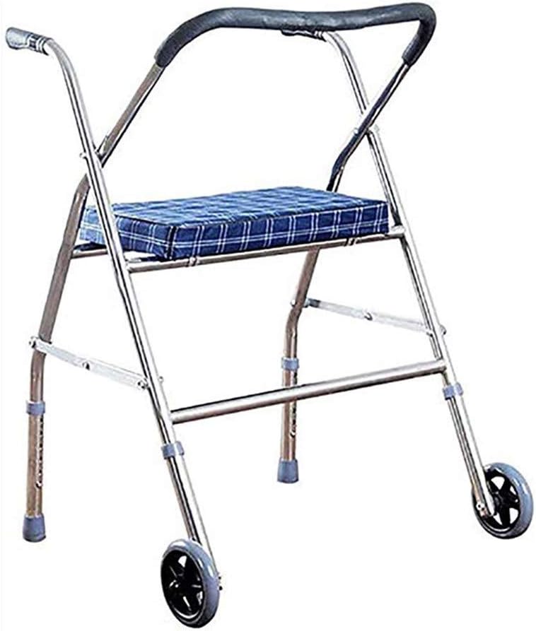 Rollator Walker ウォーキングフレーム折りたたみ式コンパクトシート付きローリングウォーカー2輪歩行補助高齢者および身体障害者用 58 以上節約