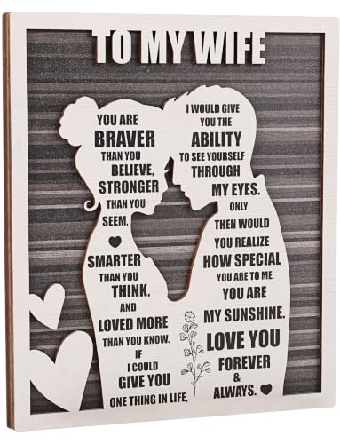Mothers Day To My Wife Plaque | Valentines Romantic Gifts for Wife from Husband, Rustic Love Sign for Wife's Birthday, Wedding Anniversary, Christmas & Just Because
