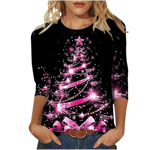 Weihnachtspullover Damen Lustig Glitzer Casual Weihnachts Pullover...