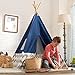 KidKraft Deluxe Bamboo & Canvas Play Teepee, Children's Furniture – Navy & Chevron Print
