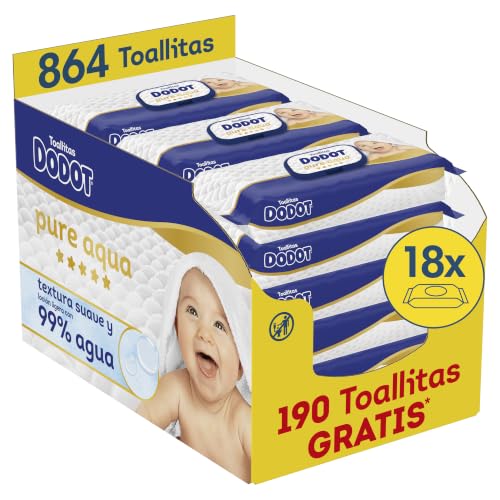 Miniatura 7 de Dodot Toallitas Bebé Pure Aqua, 864 Toallitas (18 Packs x 48 uds)