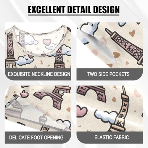senya Cartoon Eifel Tower A Summer Pajamas Set Short Cotton Sleepwear 2 Piece4