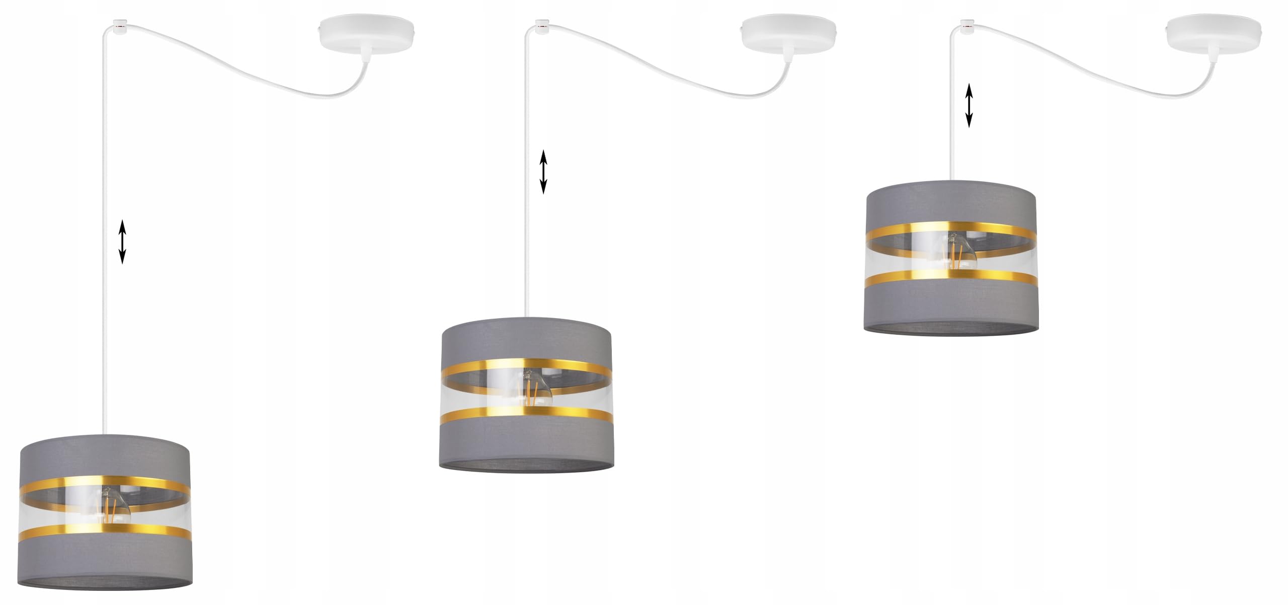Light-Home Spider Elegance Deckenleuchte Pendelleuchte - Moderner Deckenleuchter für Schlafzimmer Wohnzimmer und Küche im Glamour Stil - E27 mit 1 Lichtpunkt - Lampenschirm Stoff 20cm - Weiß und Grau