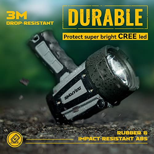 Durapower Rechargeable Spotlight, 100000 Lumen Super Bright Led Handheld Spotlight, Ip68 Waterproof Spotlight Flashlight Portable For Marine Boat Camping Country Farm Gift #TOP4