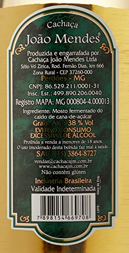 Cachaça Joao Mendes Ouro 970 Ml