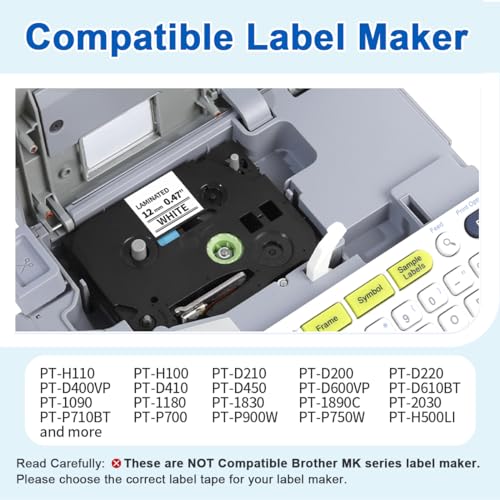 10 Pack Replace for Brother TZe-231 P Touch Label Maker Tape TZe TZ Tape 12mm 0.47 Laminated White TZe231 Compatible with Brother Ptouch PTH110 PT-D210 PTD600 PTD400AD PT-1290 Labe image 4