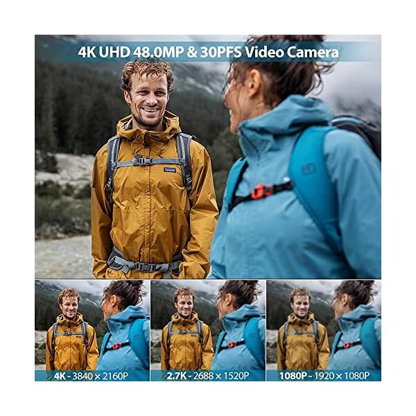 Videokamera 4K Camcorder 30FPS 48MP Vlogging Kamera für YouTube, 3.0 Zoll LCD Flip Screen Camcoder Full HD mit Mikrofon… – Bild 3