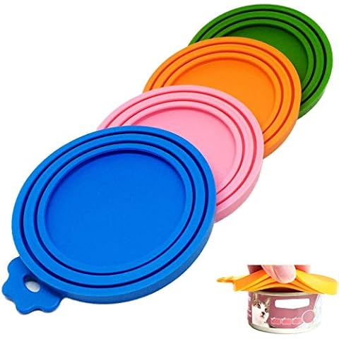 Juego de 4 tapas universales de silicona para latas de alimentos para mascotas sin BPA Cover