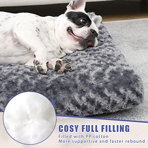 KSIIA Hundebett kleine Hunde, Waschbar, Hundekissen flauschig, Hundematte, rutschfeste Unterseite, atmungsaktiv, Haustierbett, Dunkelgrau 60x45cm